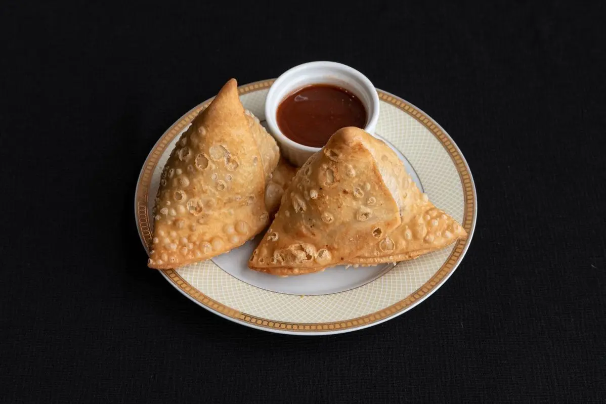 Vegetable Samosa at New Asian Village West Edmonton - crispy pastry with potato and pea filling
